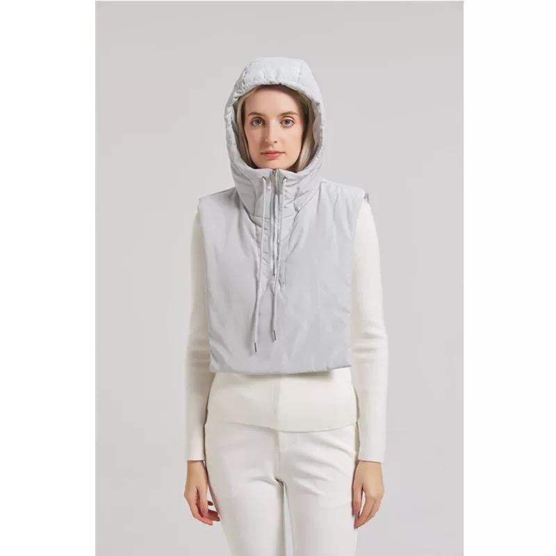 Solid Color Shawl Integrated Hats Women's Winter Warm Cold-proof Down Cotton Hats Shawl Capes Cold-proof  Zipper Hats