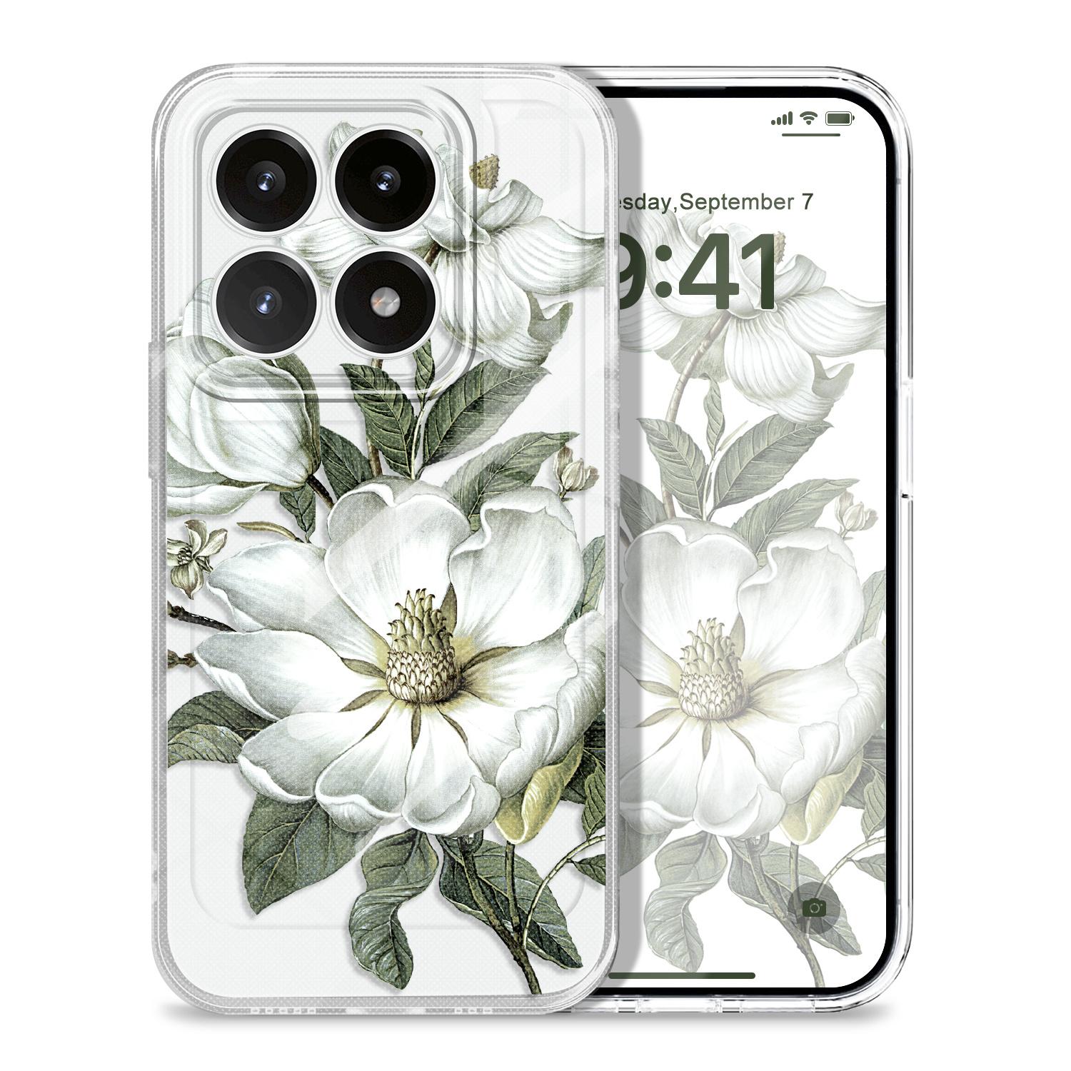 

Потрясающий прозрачный чехол для телефона с магнолией для Xiaomi 15 15T 14 14T POCO M7 X7 F7 M6 X6 Pro Ultra 4G 5G Мягкая крышка из ТПУ Xiaomi 14T 5G