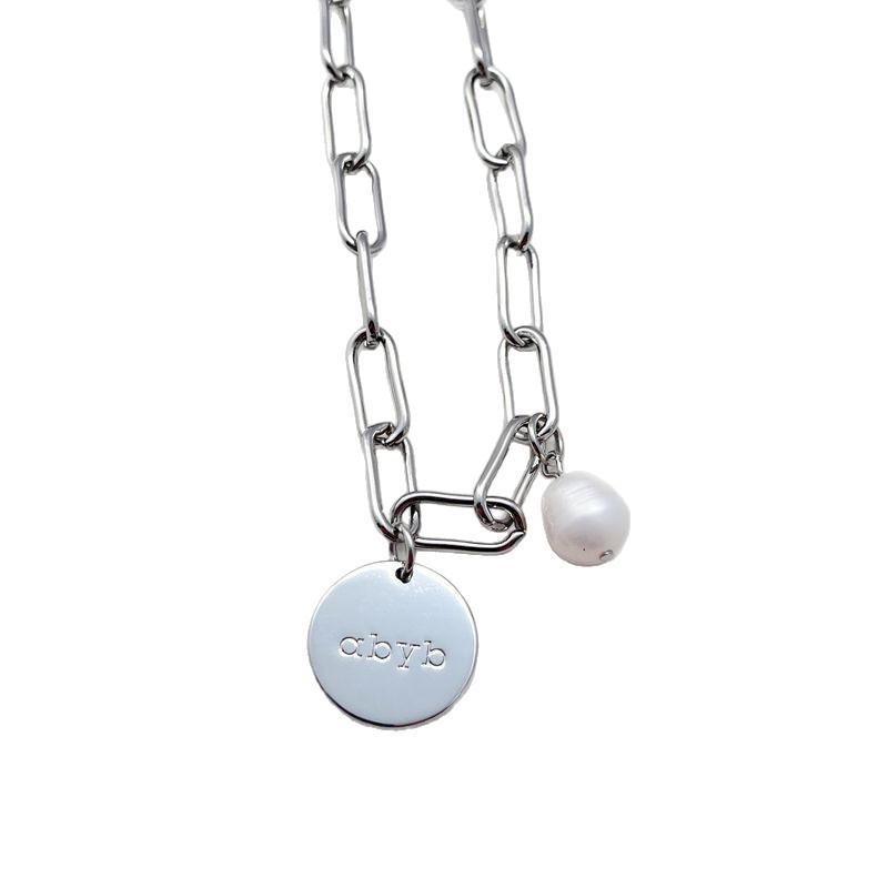 Meier Natural baroque freshwater pearl disc pendant exquisite metal necklace