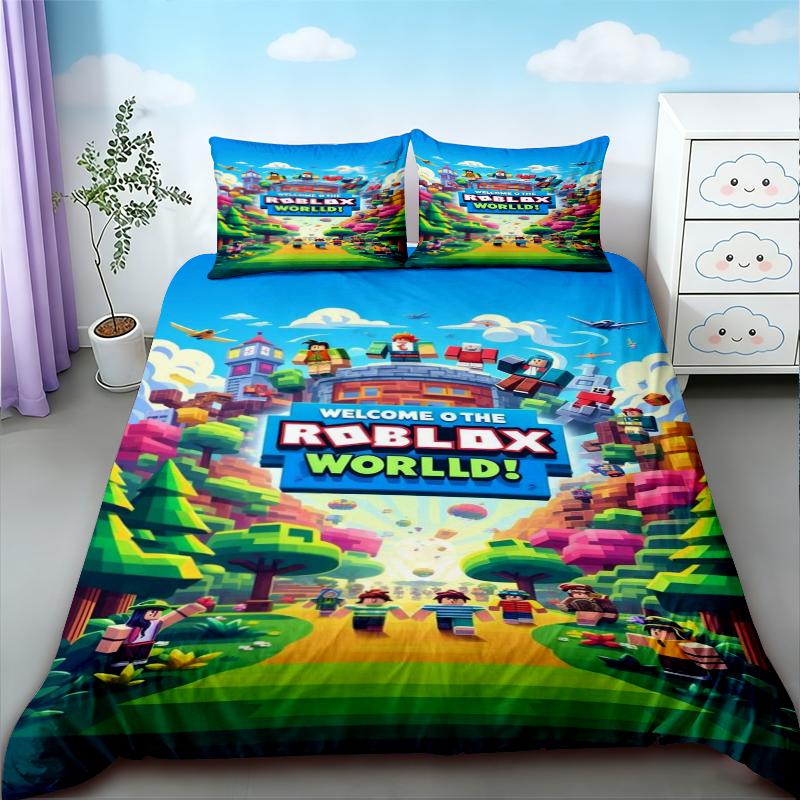 Kids Gifts Roblox Duvet Cover Cartoon Roblox Bedding Set Breathable Comfortable Quilt Cover For Bedroom Decor Dormitory