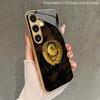 Gold Emblem Pattern 2D Phone Case for Samsung S26 S25 S24 S23 S22 S21 S20 A56 A36 A16 - Golden Glass Protective Cover