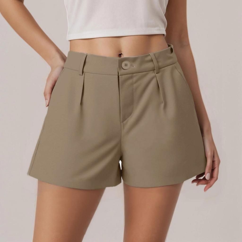 Ladies' Casual Suit Pants With High Waist And Slimming Effect, Versatile And Color Loose Shorts