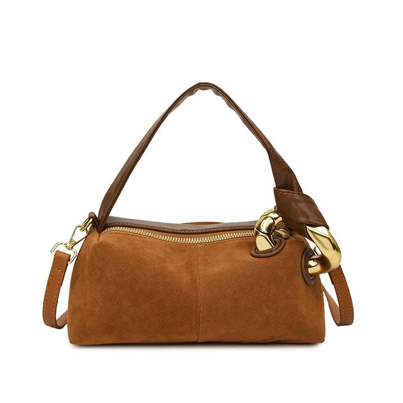 2025 Повседневная замшевая сумка кроссбоди на одно плечо: Современная европейская и американская мода No Pendant ¥33 коричневый