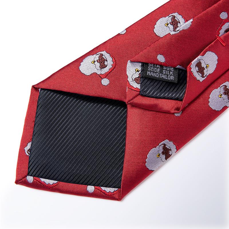 Červený pánský kapesník s hedvábnou kravatou Manžetové knoflíčky s modrým potiskem Christmas Tie Festival Gift Wedding Party