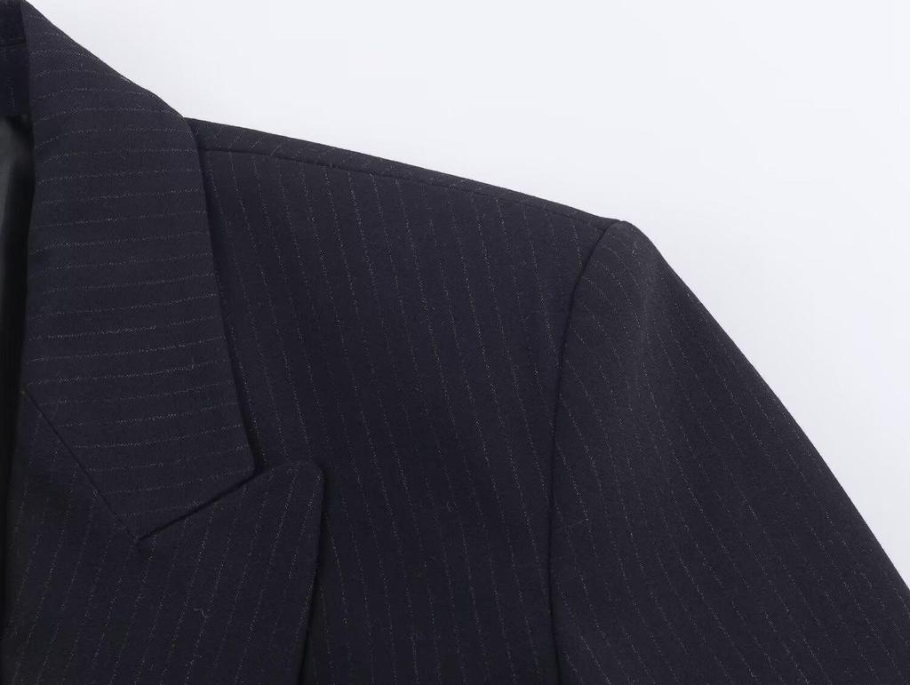 BR&ZA Women's 2026 Spring Pinstripe Double-Breasted Blazer