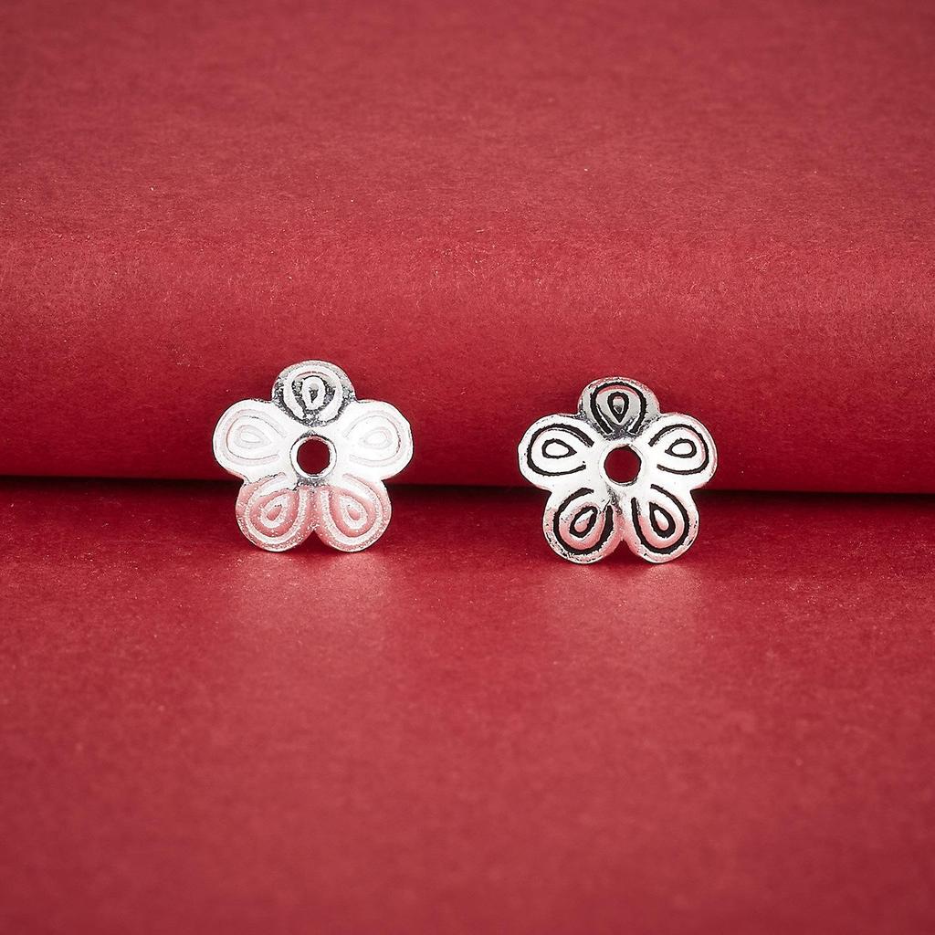 Silver S925 Five-Petal Flower Spacer: DIY Sterling Silver Bracelet Bead Base