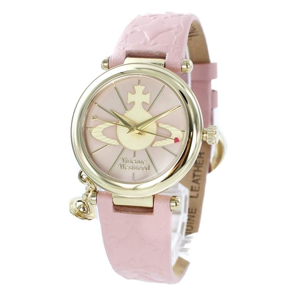Vivienne Westwood Of Charm Gold Pink Leather Watch VV006PKPK Women s Wristwatch