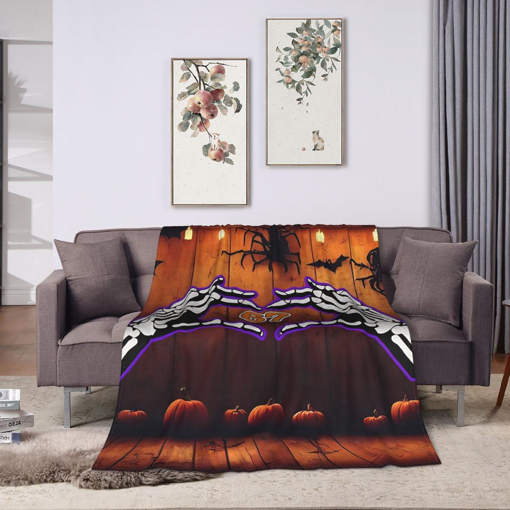 67 Meme Halloween Haunted Spooky Warm Blanket Camping Plush Throw Blanket Living Room Flannel Bedspread Sofa Bed Cover