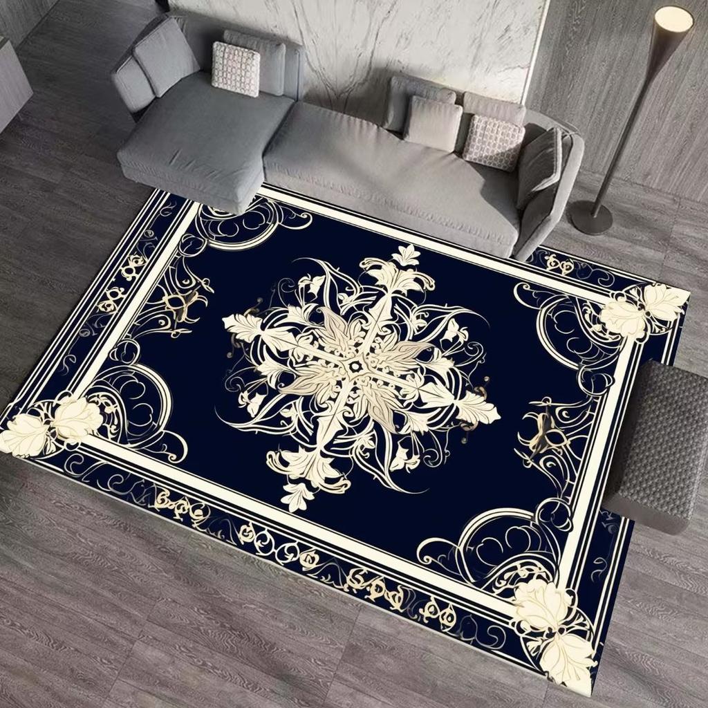 Luxury Marble Carpet Living Room European Style High-grade Non-slip Soft Large Rugs Bedroom Decoration Bedside Plush Floor Mats