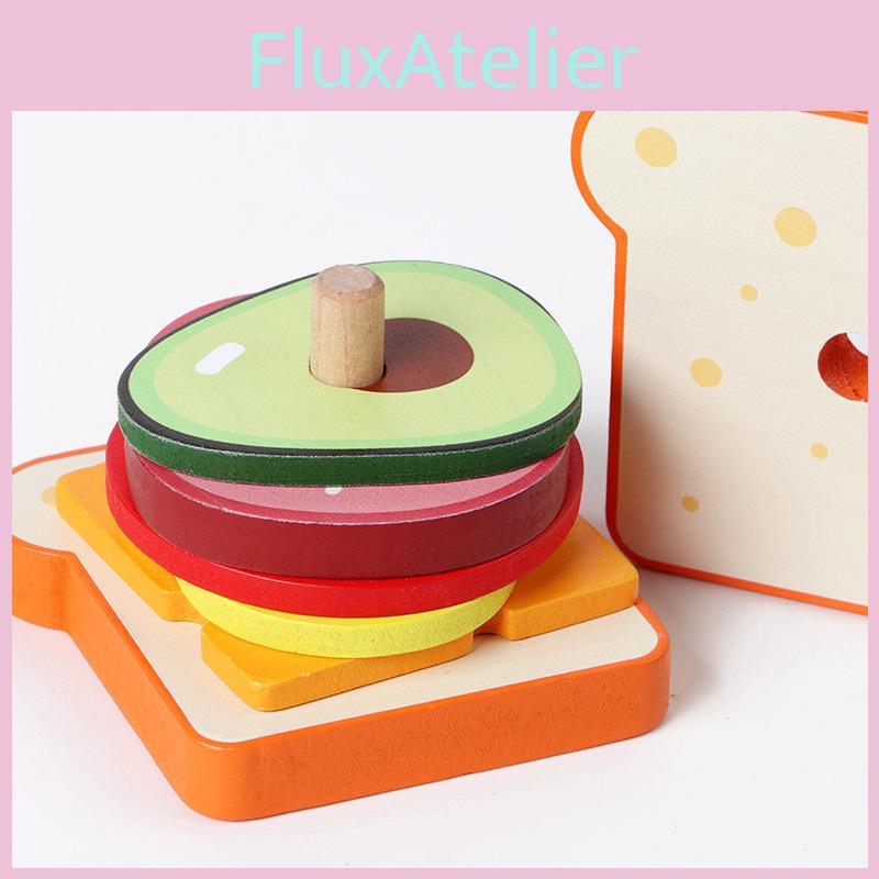 Food Wooden Kids Set With Sandwich And Burger For Interaction Play And Learning