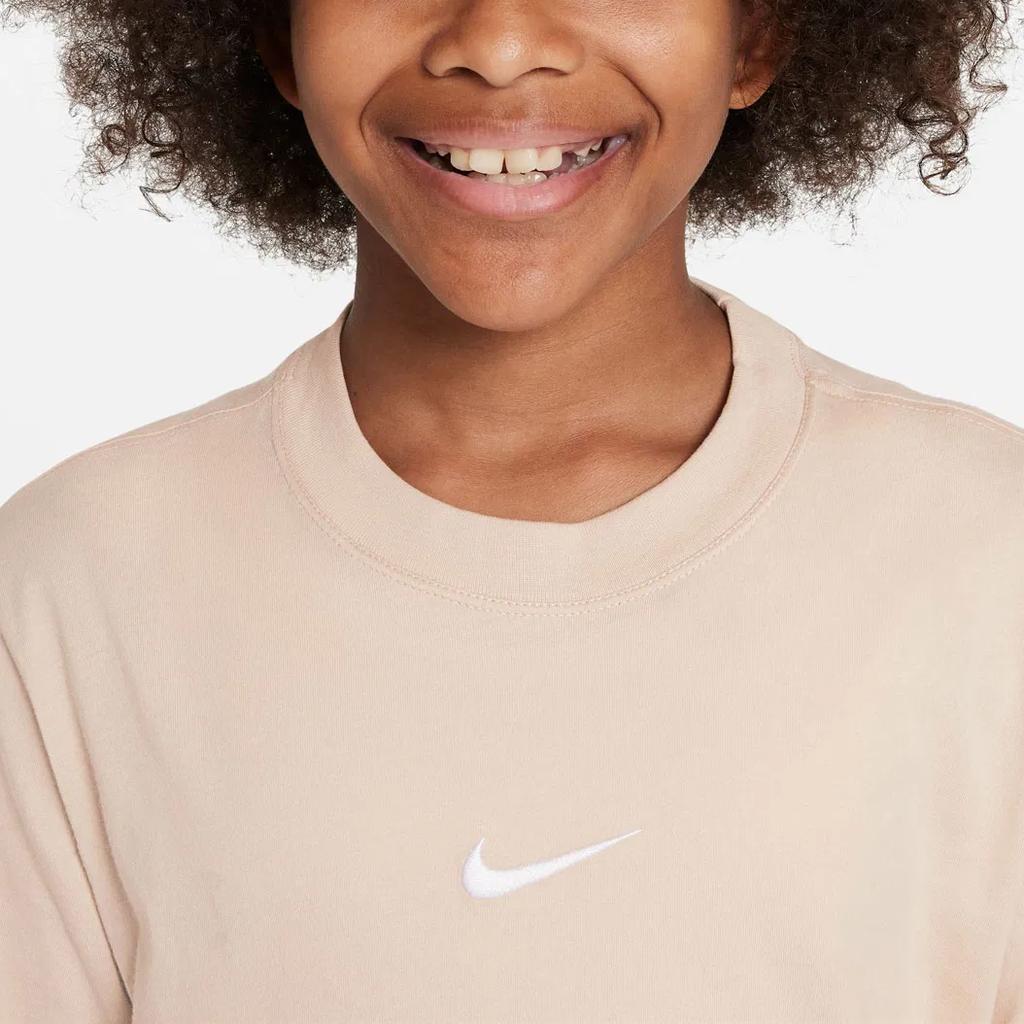 Nike T-Shirt Sportswear Solid Color Logo Print Crew Neck Short Sleeve Kids Tops White DH5750126