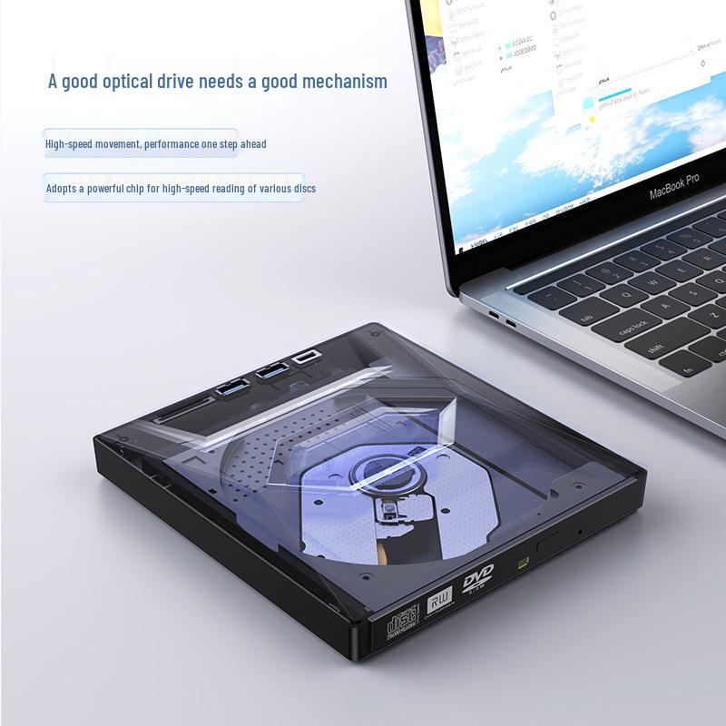 7-in-1 Multifunctional Card Reader & External DVD Burner with SD/TF Slots and USB/Type-C Interface