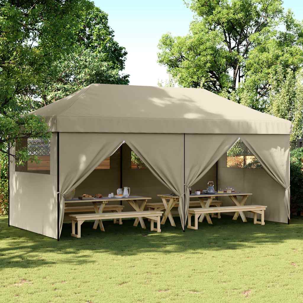 Vidaxl Pop-Up Party Tent with 4 Walls, Taupe