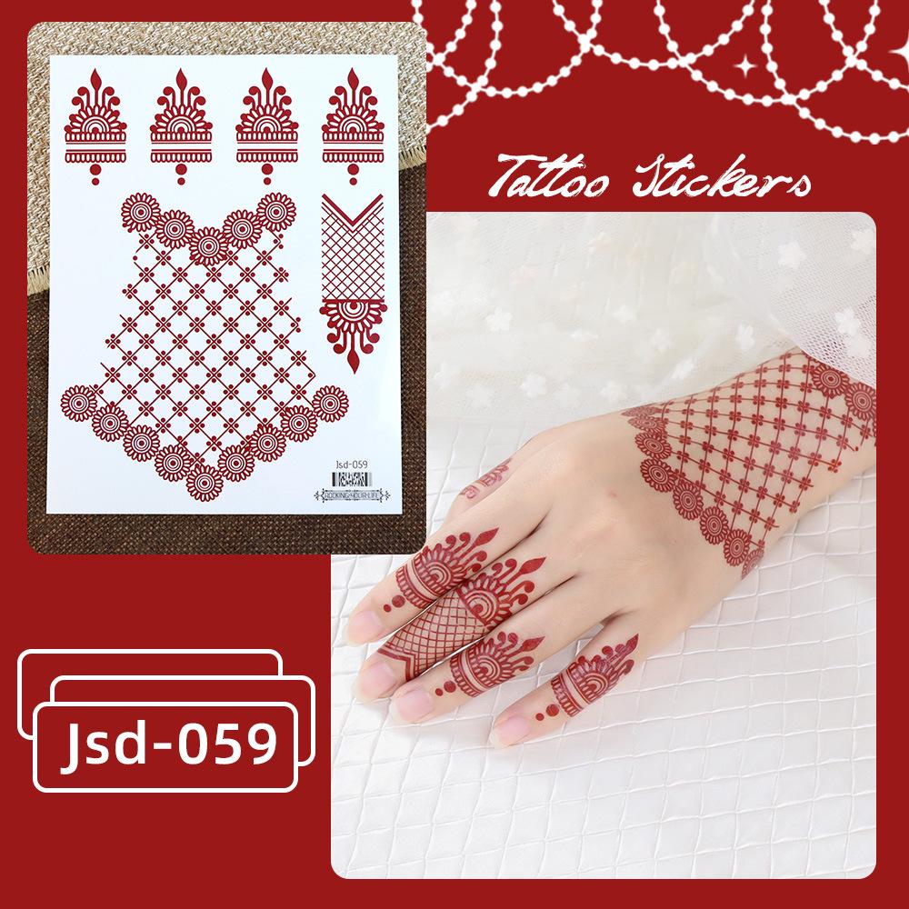 Whitening Red Henna Lace Mandala Flower Waterproof Temporary Tattoo Stickers for Women