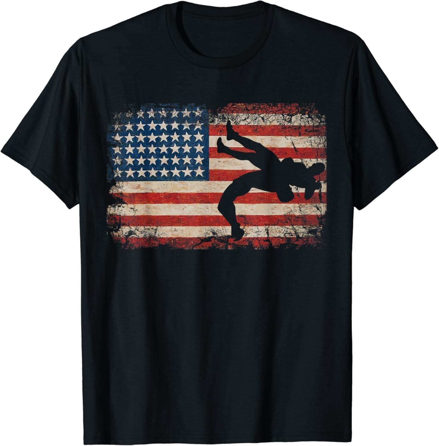 Usa Flag Wrestling American Flag Wrestling Wrestle Gift Unisex T-Shirt S