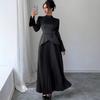2025 Autumn/Winter European & American Elegant Tie-Up Top & Ruffled Skirt Women's Set