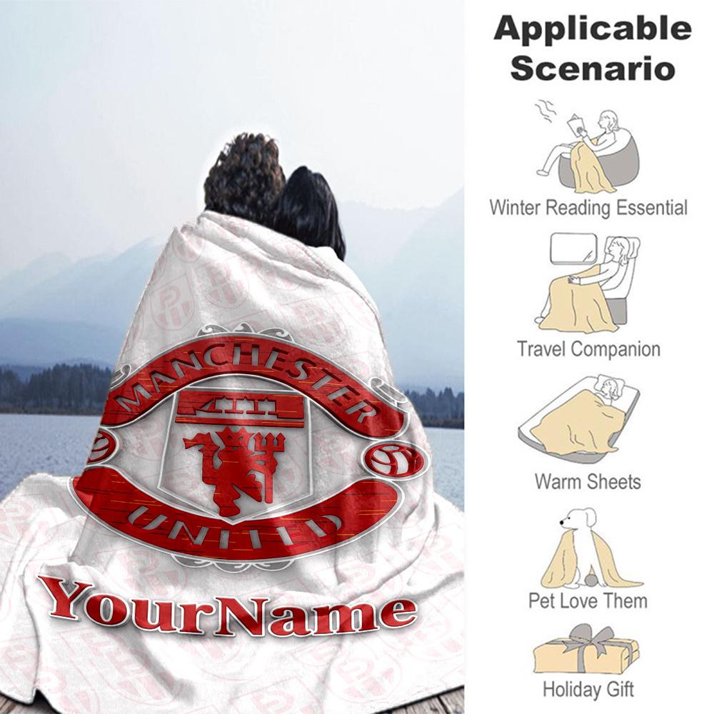 Manchester Personalized Text Blanket Gift Customizable Blanket Soft Warm Cozy Versatile for Bed Office Chair Office Chair Four Seasons Universal