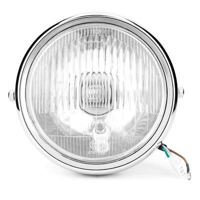 KIMISS Phare Avant Universel Vélo Coque Argentée Rétro Lentille Blanche pour GN125