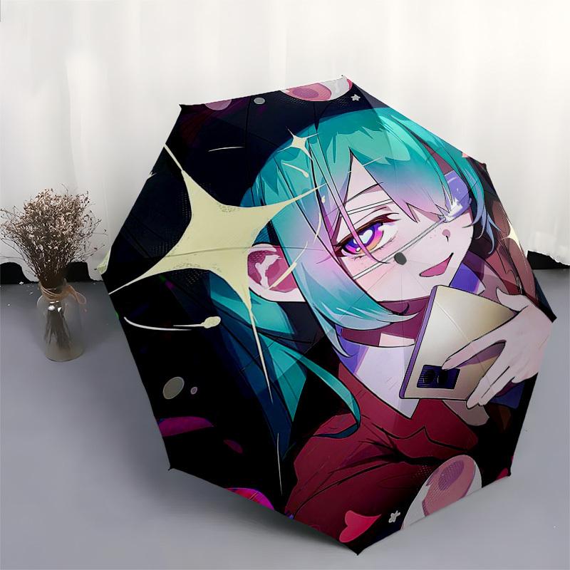1 Stück Outdoor-Schirm mit Anime-Charakter-Design - Automatisches Öffnen/Schließen, Tragbares 3-fach faltbares Design, 8-Speichen-Eisenrahmen, Perfektes Geschenk für Fans, Tr