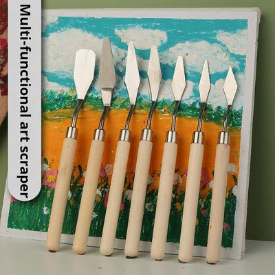 7Pcs/Set Stainless Steel Oil Painting Knives, Artist Crafts Spatula, Palette Knife, Mixing Knife, Scraper Art Tools