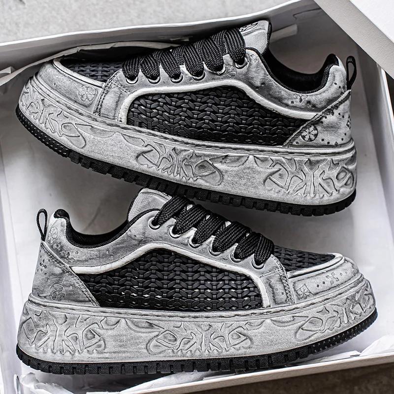 Green Tall Thick Soled Men's Sneakers Fashion Personality Simple and Versatile Youth Casual Shoes Comfortable Durable Sports