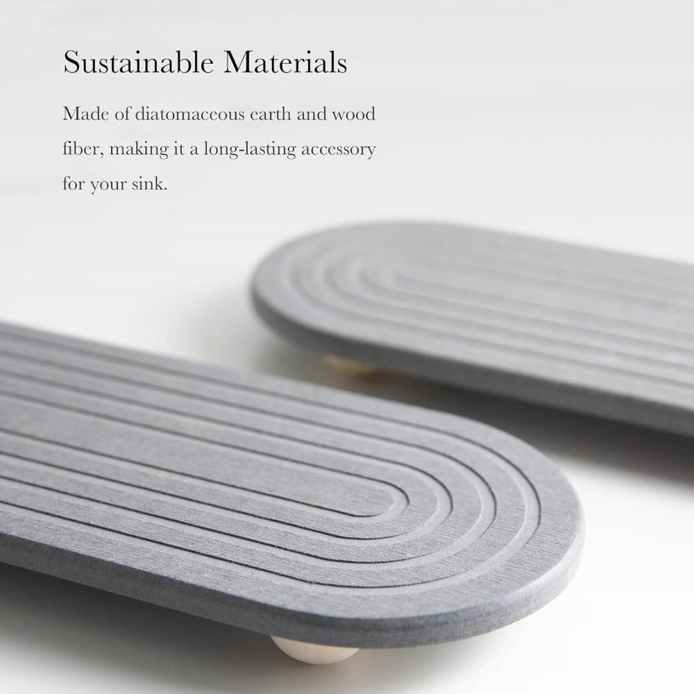 Non Slip Quick Drying Tray Diatomaceous Moisture Wicking Tray Draining Board  Dish Drying