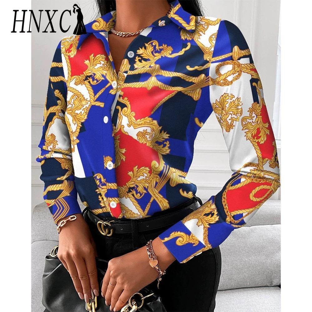 HNXC Modische, lässige, einfarbige, langärmlige Blusen und Hemden mit POLO-Ausschnitt für Damen