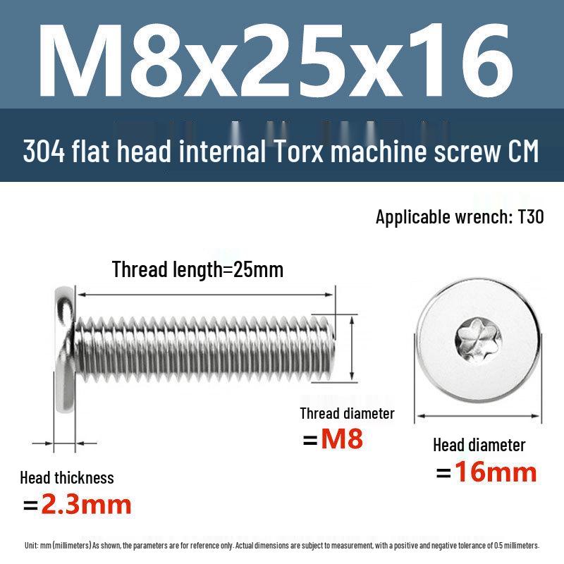 Yigu 304 Stainless Steel Thin Flat Head Torx Screw M2-M8 for Computer Machines