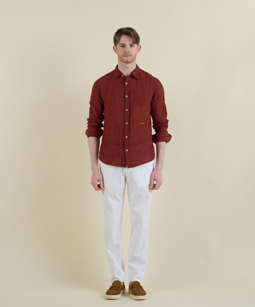 PANICALE White Micro Texture Slim Fit Chino Pants