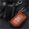 Car Key Bag Zipper Case Anti-Theft Key Fob Pouch Leather Emblem Keychain Zipper for Toyota GR GTR GAZOO Racing Logo Auris Pruis RAV4 CHR Corolla CAMRY