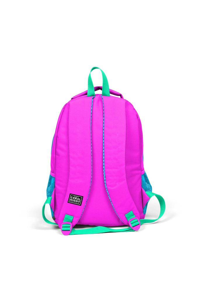 Coral High Kids Pembe Mavi Simli Kedi Desenli Üç Bölmeli Okul Sırt Çantası 14387