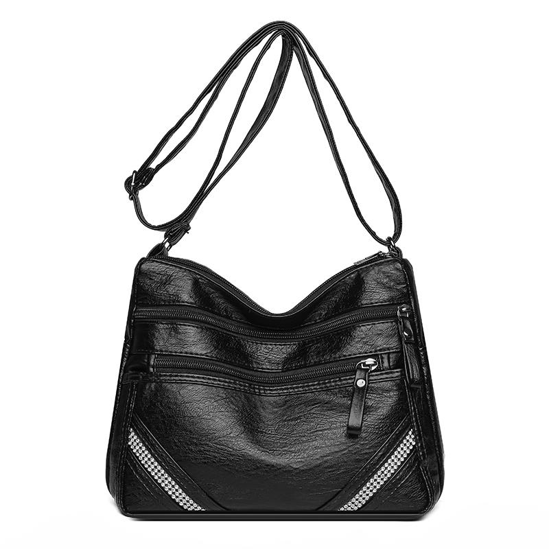 Geantă de damă cu mai multe straturi, geantă de mamă retro cu capacitate mare, geantă de umăr crossbody