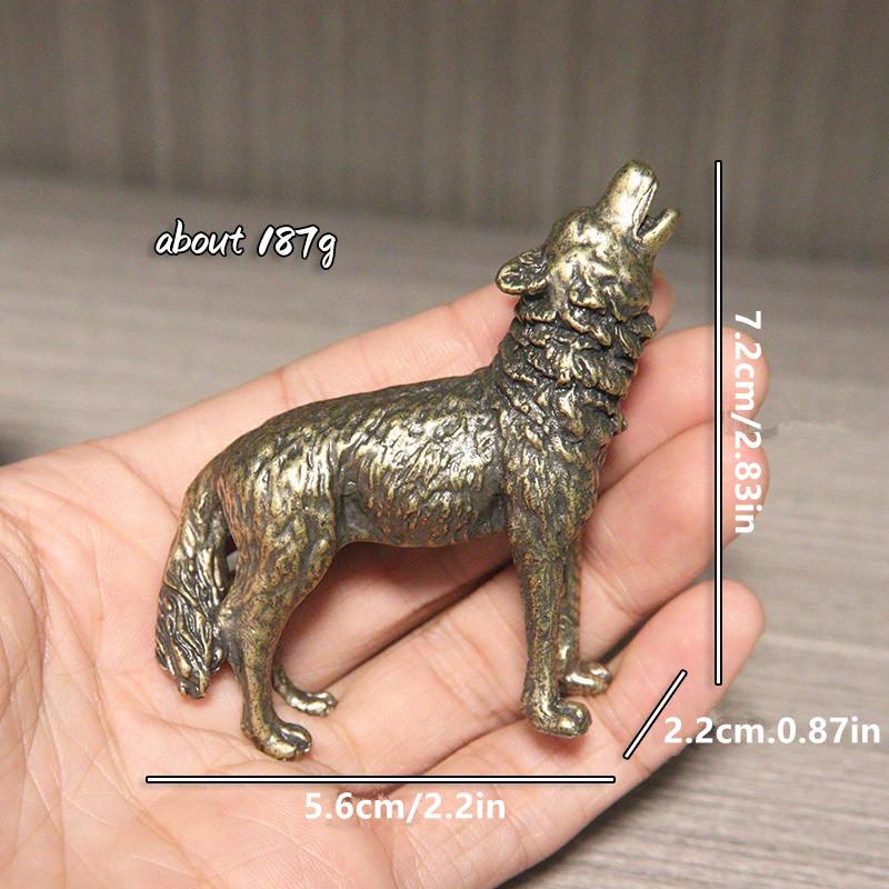 Messing Heulender Wolf Statue Skulptur Figur Handwerk Einrichtung für Heimdeko Wohnzimmer Veranda Dekorationen Büro Schreibtisch Ornamente