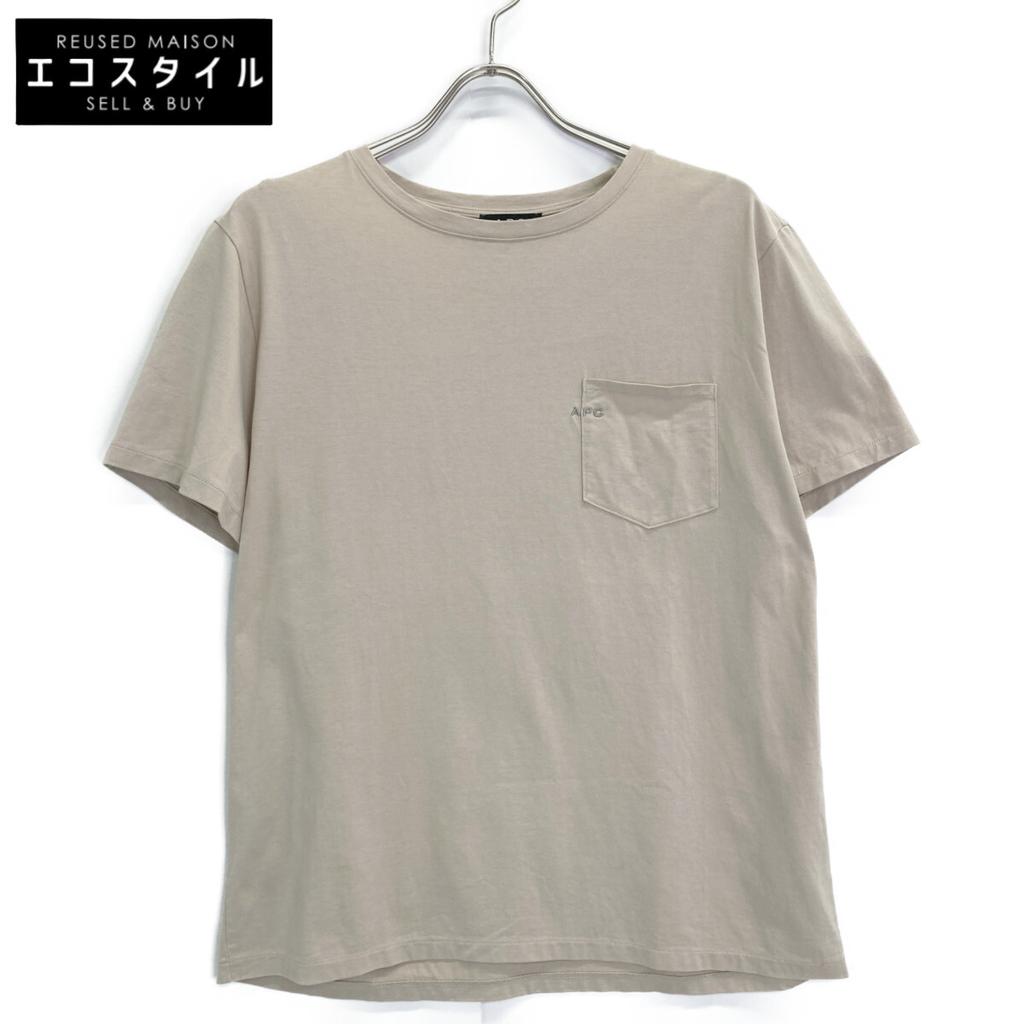 A.P.C. 25082-1-92707 Beige Embroidered Pocket T-Shirt Tops L beigeUsed