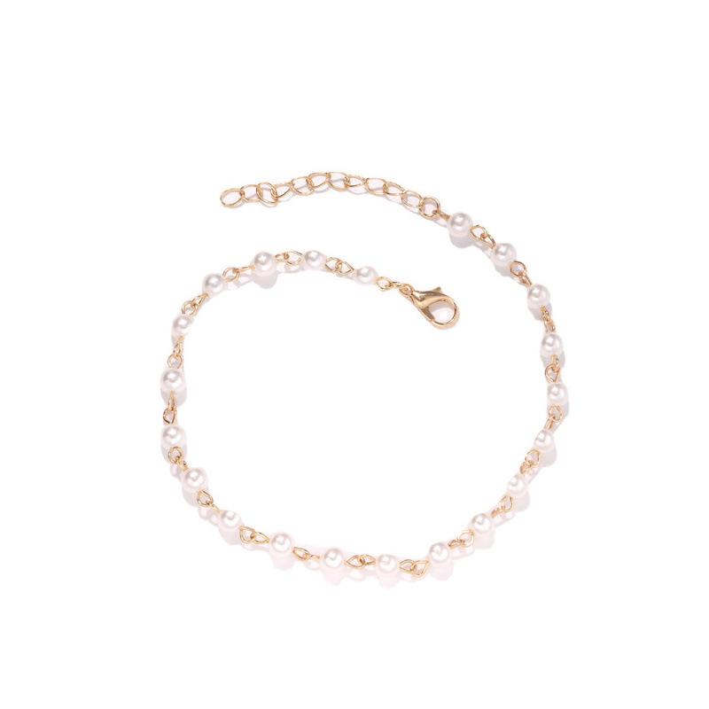 European-American Geometric Pearl Chain Beach Anklet for Women - New Fashion Jewelry