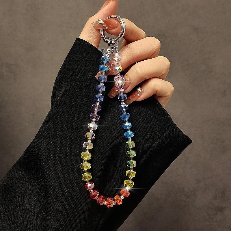 

Fashionable Colorful Beaded Crystal Mobile Phone Pendant Summer Fresh Long Crossbody Lanyard Accessory