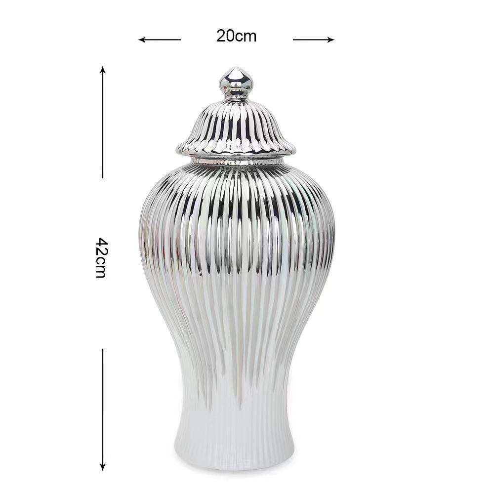Ceramic Ginger Jar Golden Stripes Decorative General Jar Vase Porcelain Storage Tank with Lid Handicraft Home Decoration Vases