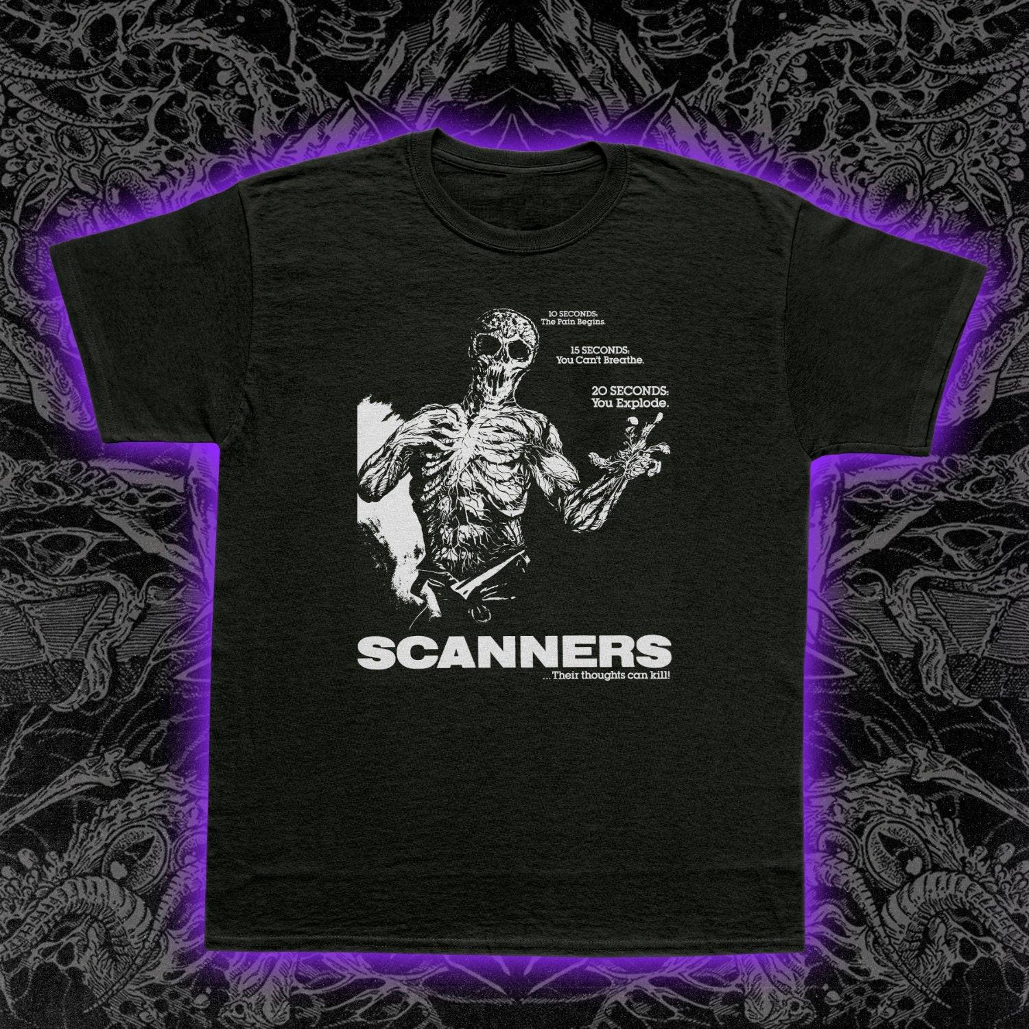 Scanners T-Shirt Mens Womens Tees Top 1981 Horror Sci-Fi Film Tee David Cronenberg Exploding Head 4XL