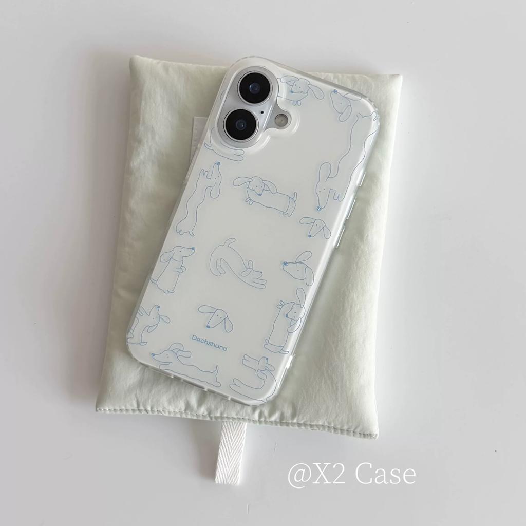 Cute Girl Blue Lines Cartoon Dog Phone Case For Samsung Galaxy A37 A57 A16 A07 A17 A36 A26 A56 A54 A24 A14 A06 A05 A13 4G 5G