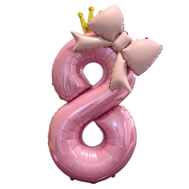 Bowknot Number Shape Balloon Reusable 40Inch Oversize Plastic Balloon For Birthday Wedding Anniversary Party Decoration