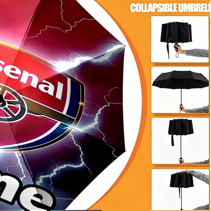 Custom Name Personalized Manchester Football F.C Print Umbrella, Auto Open Close, 8‑Rib Sturdy Frame, Commute Camping Hiking Use, Birthday Gift