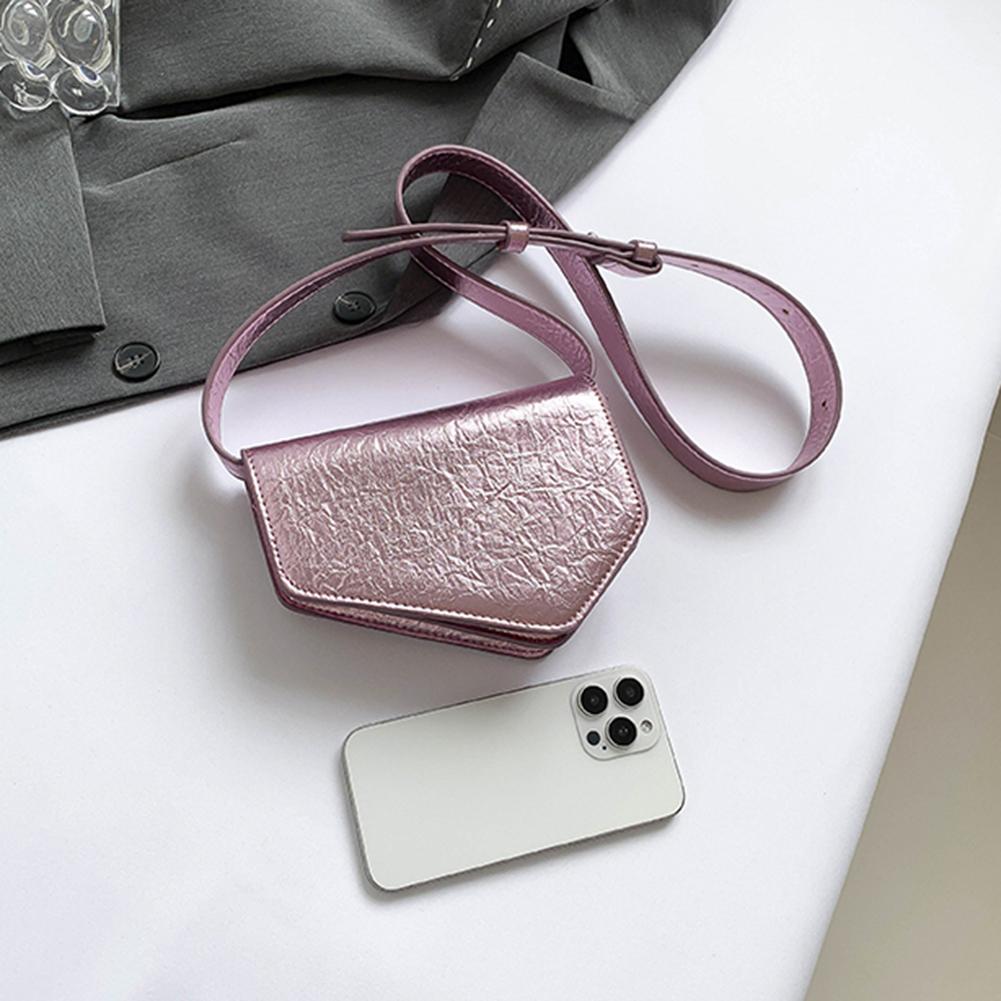 Women Irregular Shoulder Bag PU Leather Shiny Crossbody Bag Adjustable Strap All-Match Satchel Bag Ladies Commute Bag