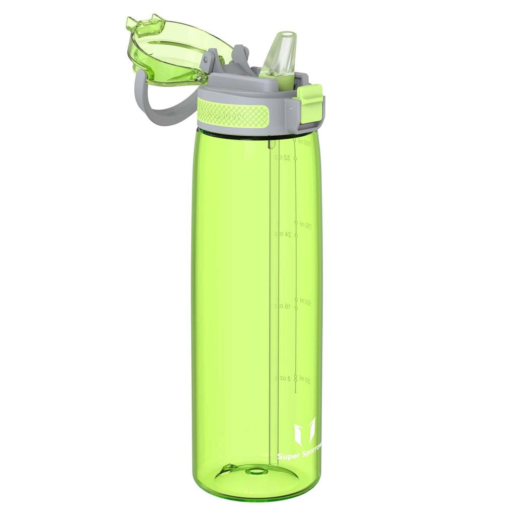 Super Sparrow Water Bottle - 1L - Made with American-made Tritan BPA-Free Straw - Suitable for Sports, School, Baseball, Outdoor Activities, Camping,