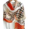Retro Scarf With Diamonds And Carriages Print - 100% Viscose, 180X85