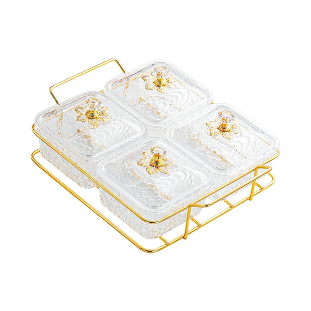 Divided Serving Dishes Divided Fruit Tray Platter Wedding Nuts Plate Dried Fruit Tray with Lid for Candy Fruit Appetizer Nut