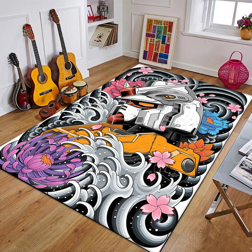 New 3D G-Gundam Cartoon Japansese Style Carpet Rug for Art Living Room Art Decor Sofa Home Kids Game Area Rug Non-slip Floor Mat