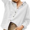 Women's Spring Summer Cotton Linen Blouse Casual Loose Lapel Long Sleeve Button Down Shirt