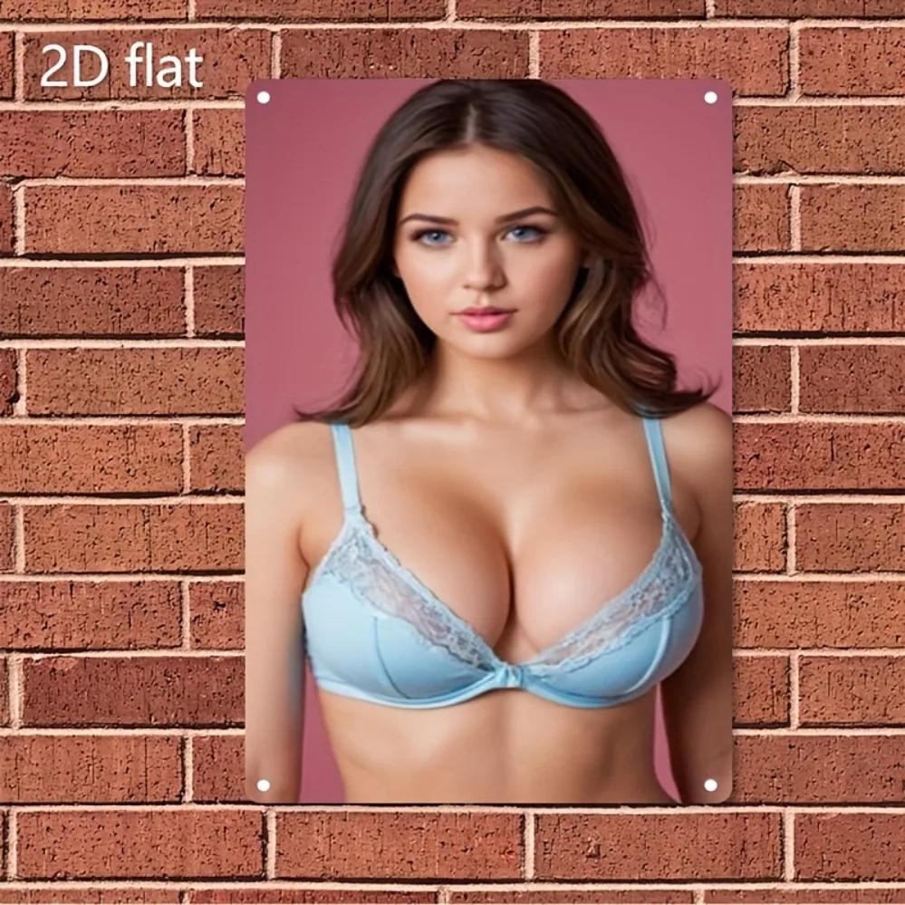 Vintage Elegant Womens Facial Art Metal Wall Decor  Durable Iron Poster with Predrilled Holes for Home Cafe Bar Bedroom 20x30cm