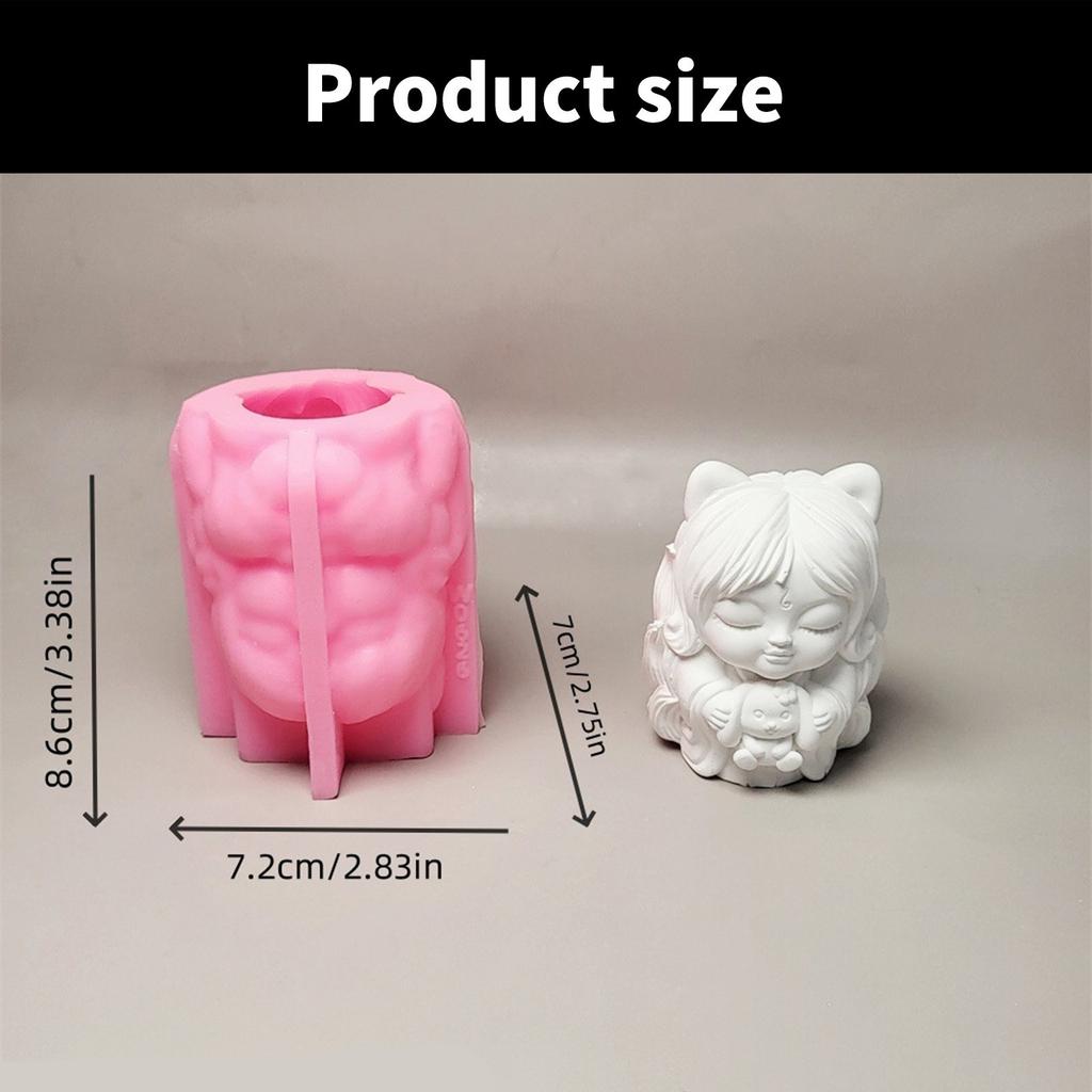 Ornament Mould Silicone Mold for Nine Tailed Foxes Girl Shaped Figurine Decoration Gypsum Mold Jewelry Making Supplies