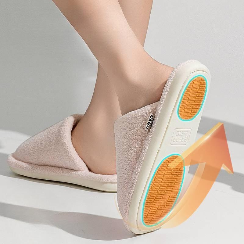 Stille bomullssko, tykksålede sklisikre tøfler for kvinners innendørs hjemmebruk